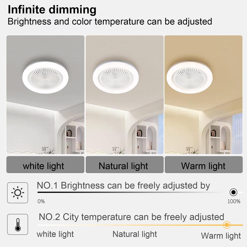 2 In 1 Ceiling Fan Lamps E27 Socket with Remote Control Modern Ceiling Fan Low Profile Ceiling Fan for Living Room Bedroom Study