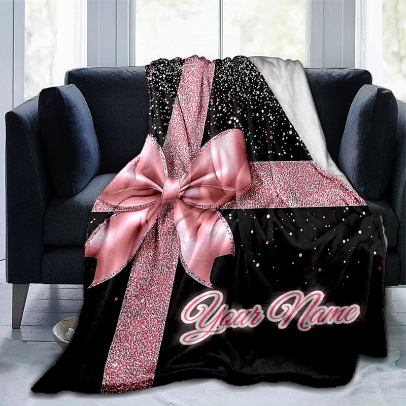 1PC Custom Name Gift Sparkle Flannel blankets Patterns Throw Blanket All-Season Soft Gift for Couch, Bed, Camping gifts