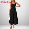 Polyester Sleeveless Backless Dress With Ties For Casual Spring Office Wear