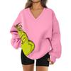Women's Loose And Comfortable Letter V-neck Sportswear Long-sleeved Sweatshirt Daily Matching Clothes
