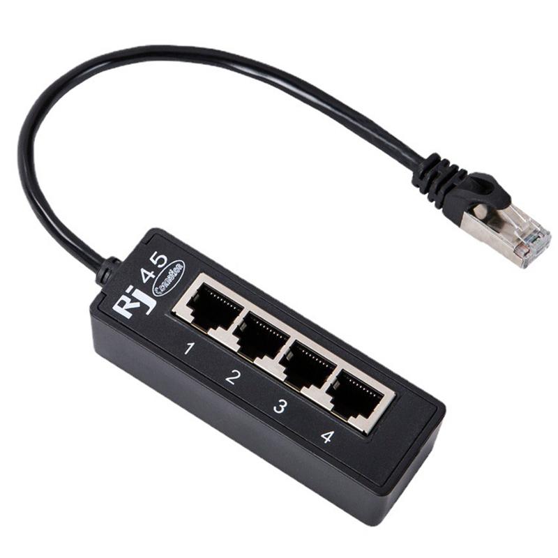 1 to 4 RJ45 Network Expansion Adapter LAN Ethernet Male to Female Networking Splitter