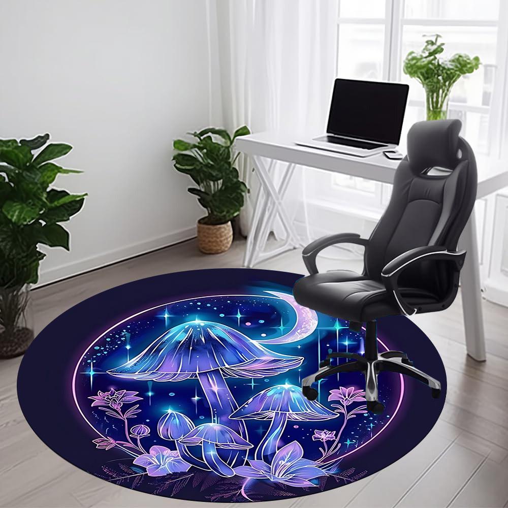 1PC Mushroom Fantasy Office Round Area Rug, Mat Suitable For Office, Under Office Chairs Bedroom Living Room Home Decor, Room Deco