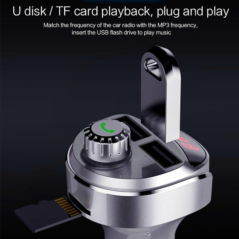 FM-sändare Bil Trådlös Bluetooth Radio Modulator Bilsats 3.4A Dubbel USB Billaddare Display Handsfree Aux Audio MP3-spelare