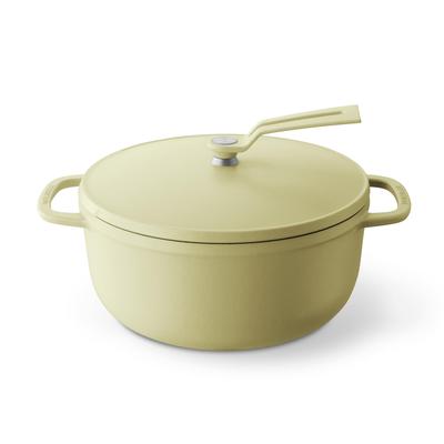 Cast Enameled Pot 22cm Matte Chamomile Yellow Anhydrous Cooking Anhydrous Bake Special Recipe Book Included Oven Pot 2 Self Standing Lid