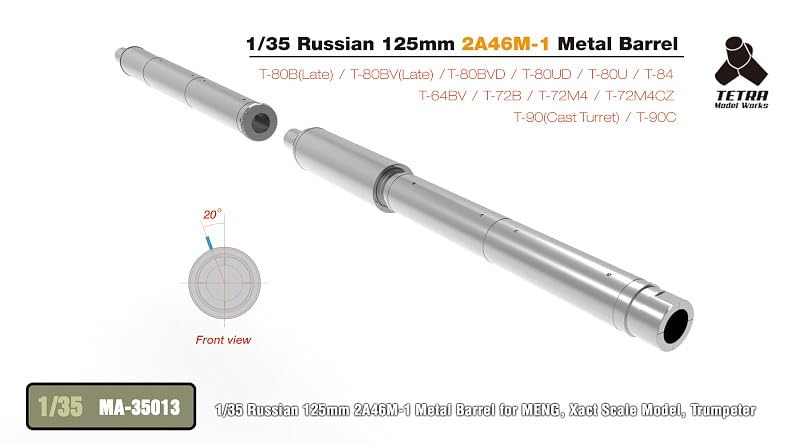 Tetra Model MA Series Russian 125mm Gun Metal Barrel Plastic Model Parts MA3513 1/35 2A46M-1 (for MEN/XA/TR)