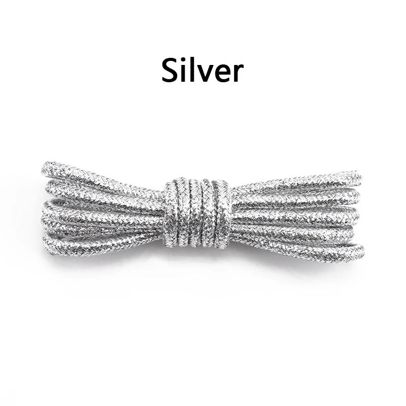 Round Glitter Shoelaces of Sneaker Trendy Bright White Colorful Lurex Shoelaces White Casual Sports Leather Running Shoes Laces