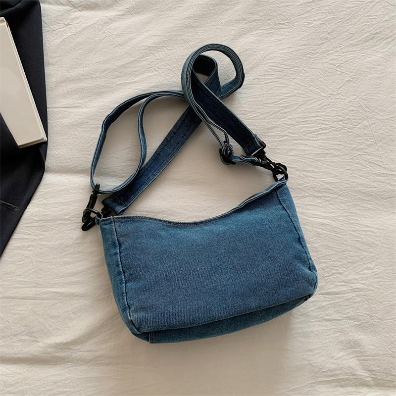 Denim Shoulder Bag with Adjustable Strap