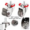 4PCS New 1.5" / 2" Wheel Threaded Stem Swivel Casters TPE Rubber Brakes Furniture Castor M10 M8 Rubber Castor for Baby Bed