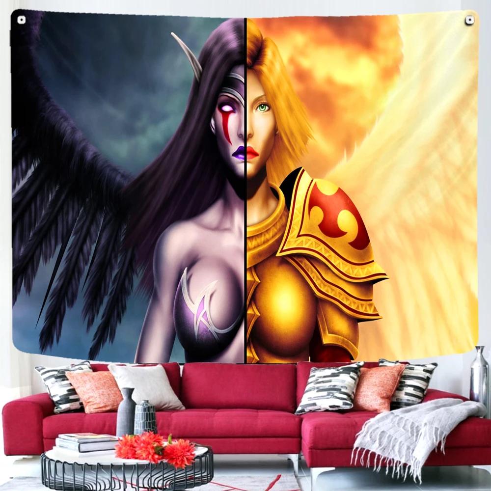 Skull Psychedelic Halloween Decoration Dorm Angel Devil Tapestry Anime Hell Wall Hanging Witchcraft