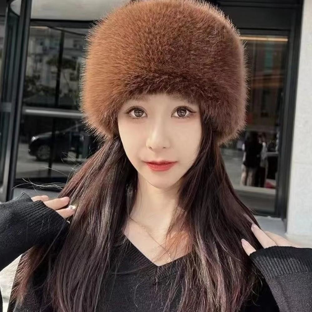 Warm Fisherman Hat Plush Mongolian Cap Fashion Snow Ski Cap  Women