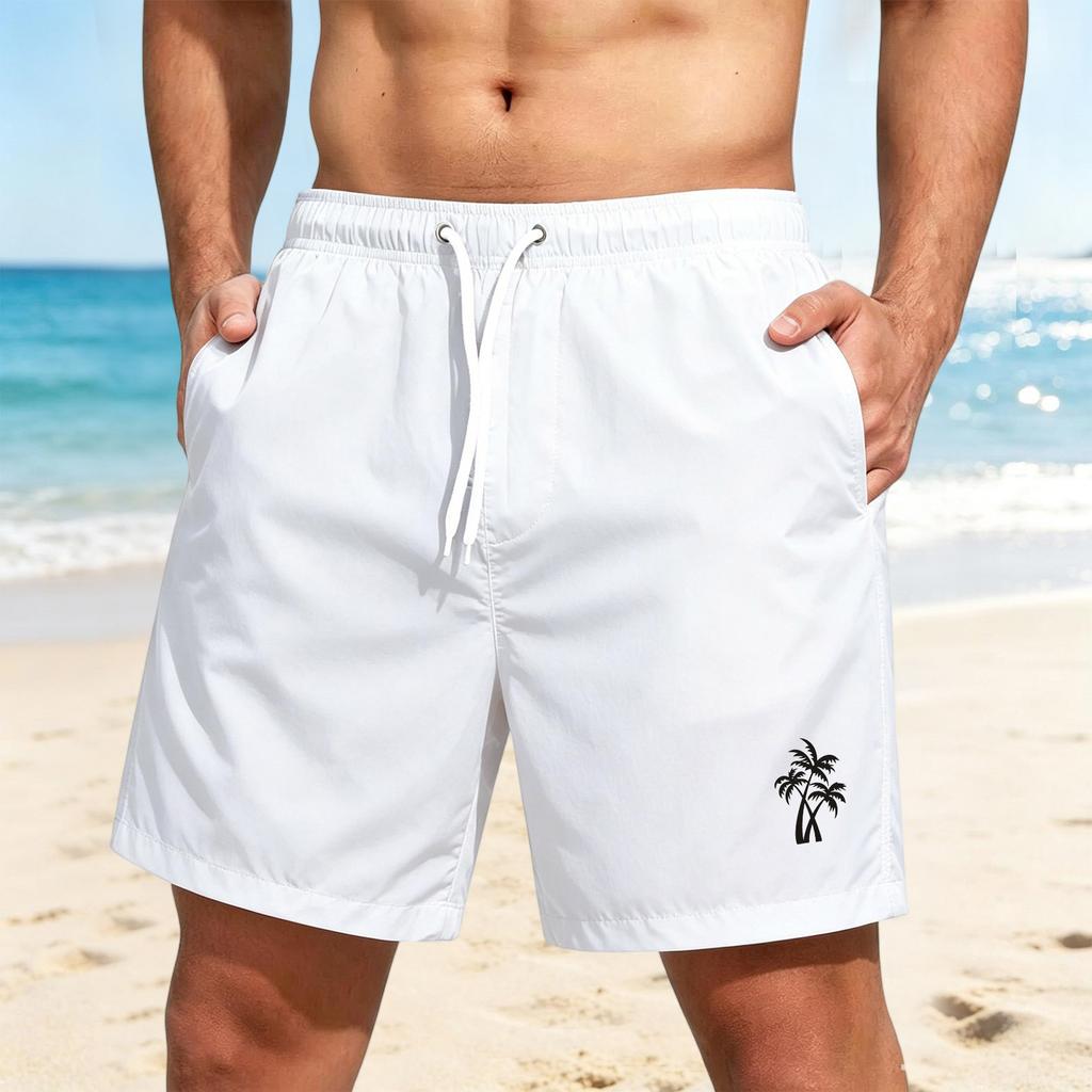 Men's Quick-Dry Hawaiian Print Beach Shorts for Summer Vacation