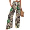 Damen Casual Bedruckte Weite Beine Kordelzug Tasche Strand Lässige Hose