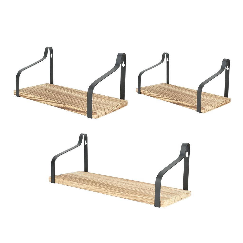 3Pcs Floating Shelf Durable Wall Mounted Rustic Wood Shelves Floating Exquisite Wall Shelves for Home Shop Office