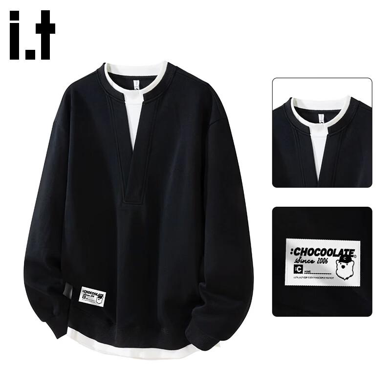 :CHOCOOLATEit Men's Faux-Layered V-Neck Pullover Sweatshirt