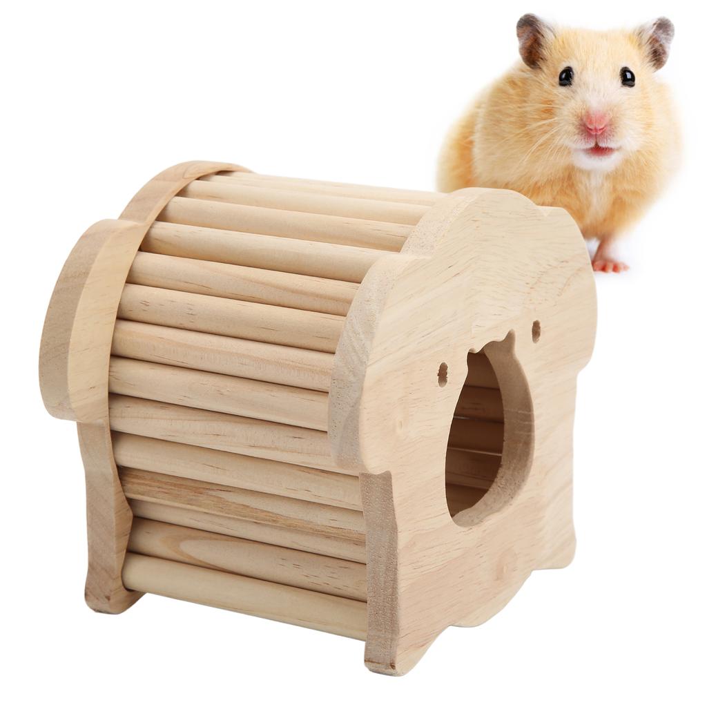 Hamster Wooden House Pig Head Shape Wooden Hamster Hut with Funny Climbing Ladder for Small Pets