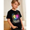 Taglie Europee Morbida Traspirante Musicista Strumento Musicale Colorate Note Musicali T-Shirt per Bambini | T-shirt Grafica per Ragazzi e Ragazze