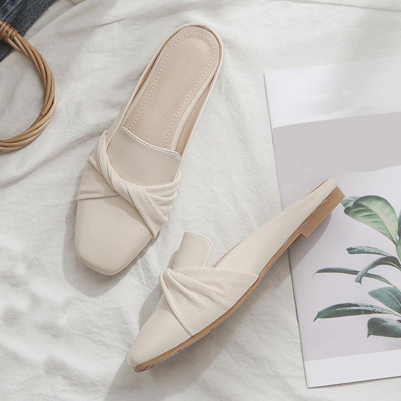 Summer Footwear Pearl Slipper Women's Flat Leisure Bow Sandals and Slippers Women