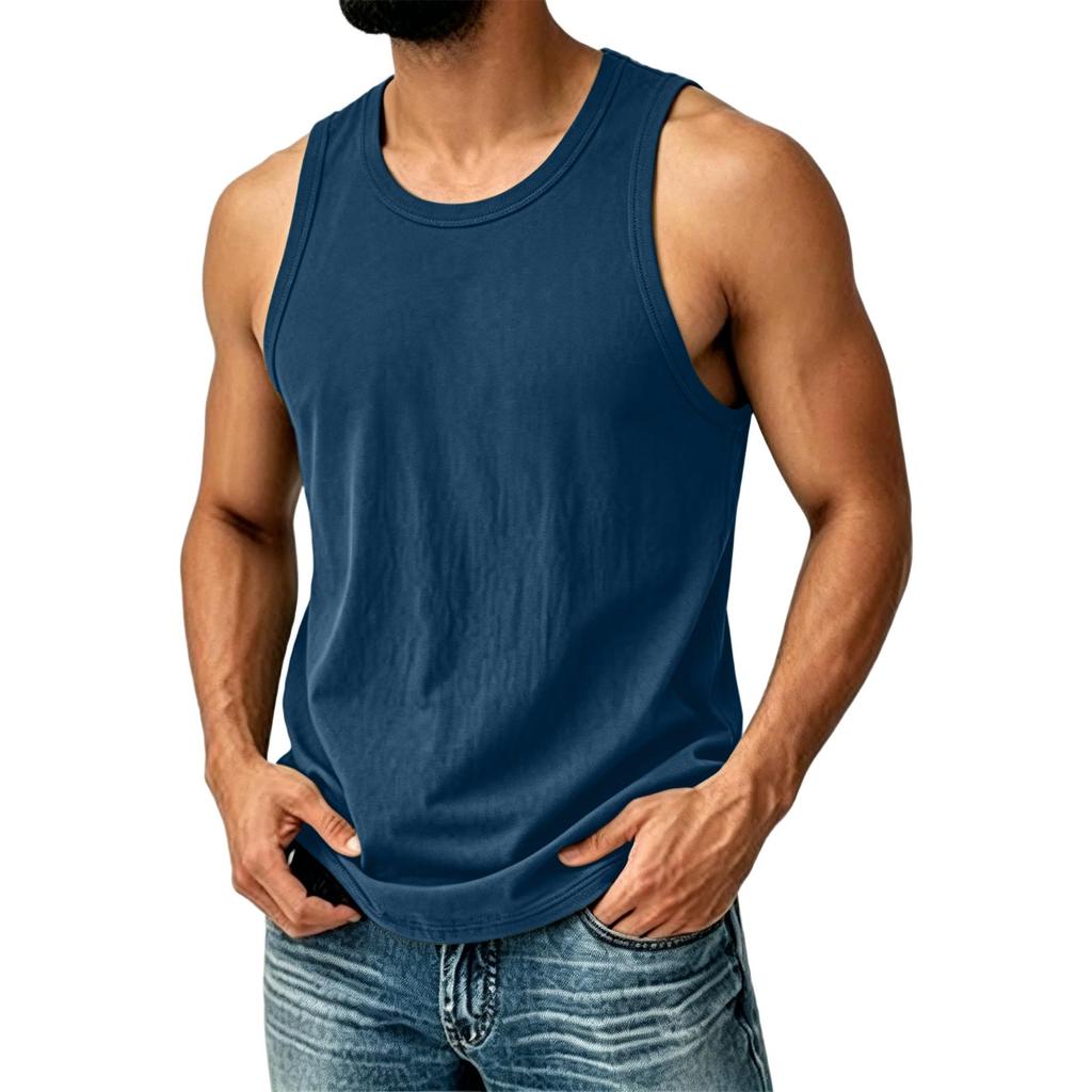 Herren Freizeit Einfarbig Ärmelloses Tanktop Leichtes Atmungsaktives Gewebe Bequeme Passform Sommerkleidung