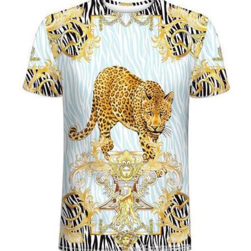 

Футболка с изображением льва и тигра Мужская футболка с 3D-принтом Мужская футболка с круглым вырезом и изображением животных 6XL