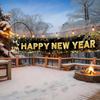 Long Happy New Year Banner 2026 Black Gold New Years Eve Party Decorations Banner Backdrop, 118 × 20 inch Sparkle Photo Booth Sign Background for