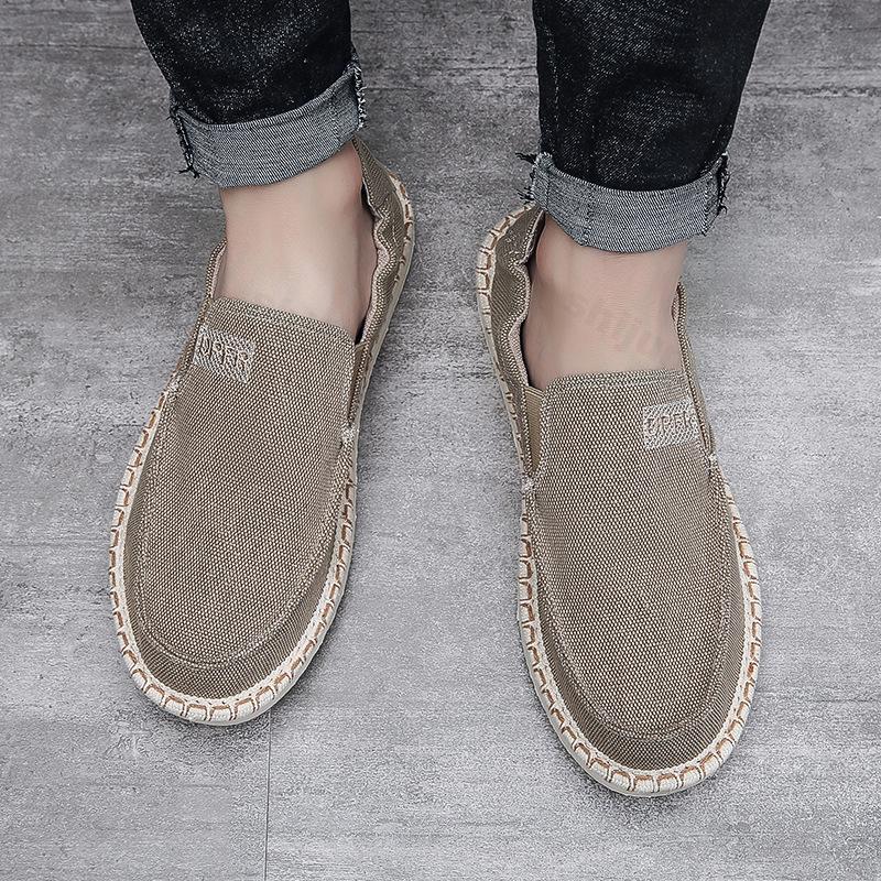 Fashion Men's Retro Canvas Shoes Lightweight Soft Sole Loafers 2025 Spring Autumn Round Toe Non-slip Sneakers Zapatillas De Deporte