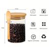 2Pcs Glass Jars Food Storage Container Spice Jars with Bamboo Lid Tea Coffee Sugar Storage Jars Small Canister for Kitchen 550ML