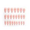 24pcs Love Heart Printed Nails Patch Glue Type Long Paragraph Fashion Removable Manicure False Nail Patch