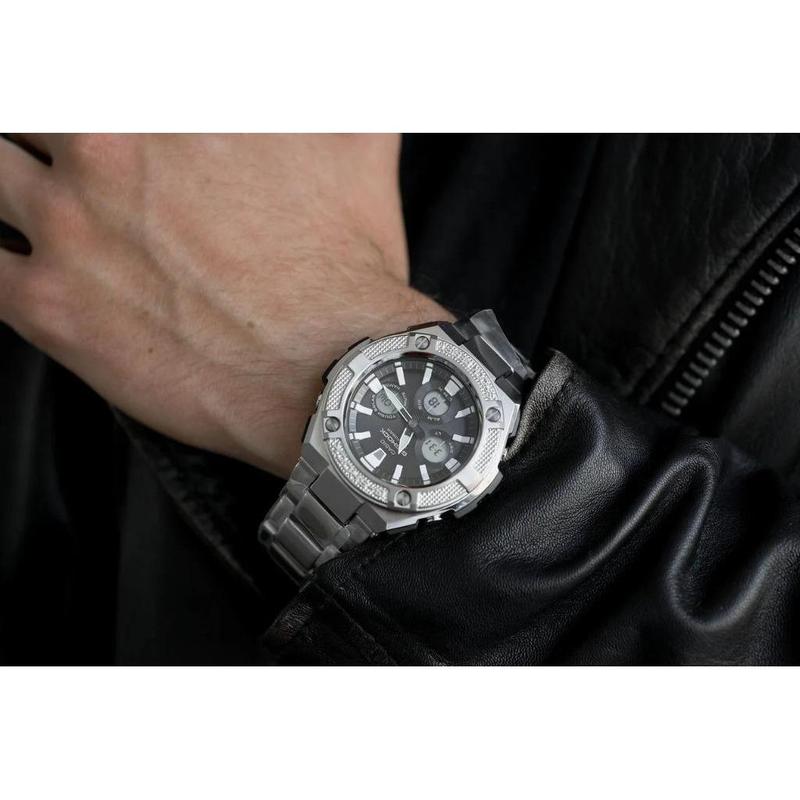 Casio CASIOG-STEEL Series-S Disc Dual Display Steel Heart Mountaineering Waterproof Fashion Quartz Movement Stainless Steel Strap GST-S330D-1A