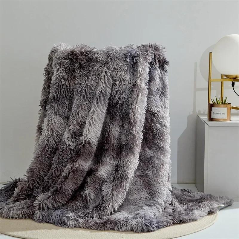 Modern And Simple Mink Fur Long Hair Blanket Four All Season Universal Multifunctional Solid Color Thick Blanket For Bed Couch