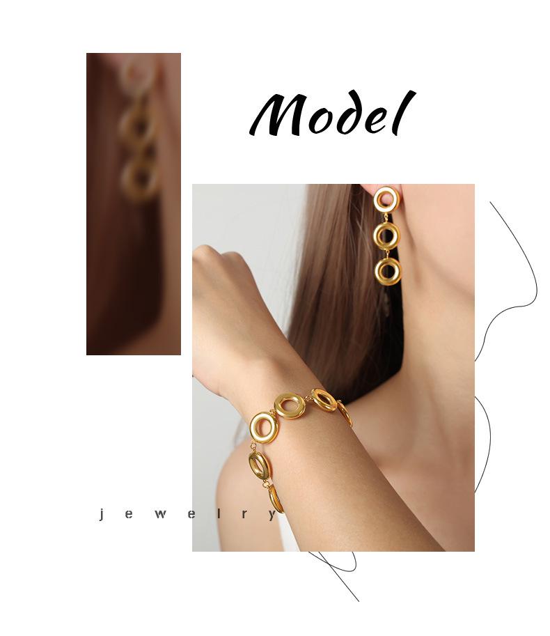 Modern Geometric Gold-Plated Titanium Steel Bracelet & Earring Set