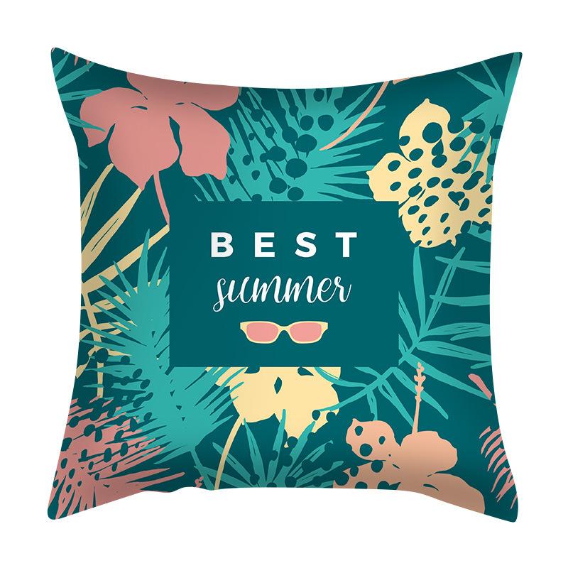 Summer Beach Scenery Cushion Cover Turquoise Pillowcase Polyester Sofa Chair Waist Hold Pillowcase Modern Home Decor 45x45cm