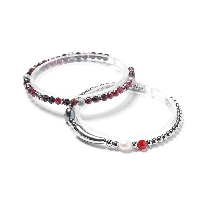 Black Pearl Metal Ball 1003 4 Micro-Cut Pome 1199 Bracelet Set (C2503-SE432_BK)