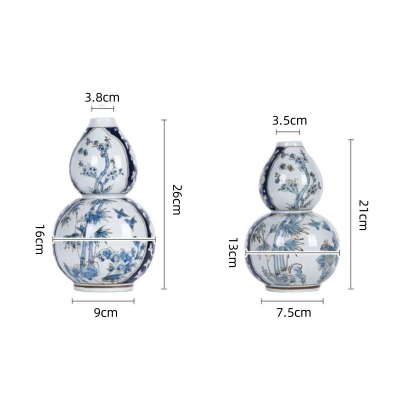 Ceramic Vase Chinese Blue and White Porcelain Gourd Pot Flower Arrangement Accessories Flower Vase Home Decoration Accessories