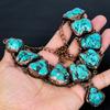 Turquoise Tumble Copper Electroformed Necklace with Adjustable Chain, Handmade Gemstone Jewelry Necklace For Memorial Day