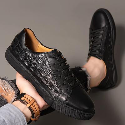 Zapatos Casuales de Cuero Genuino para Hombre Italia Lujo Zapatos de Negocios para Hombre Zapatillas Hechas a Mano Patrón Cocodrilo Oficina Zapatos Deportivos