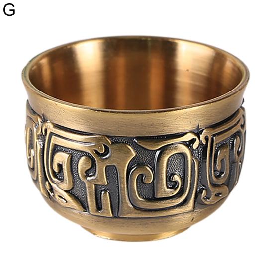 Yousheng Teacup Anti-slip Compact Size Zinc Alloy Aesthetic Relief Pattern Liquor Cup for Banquet