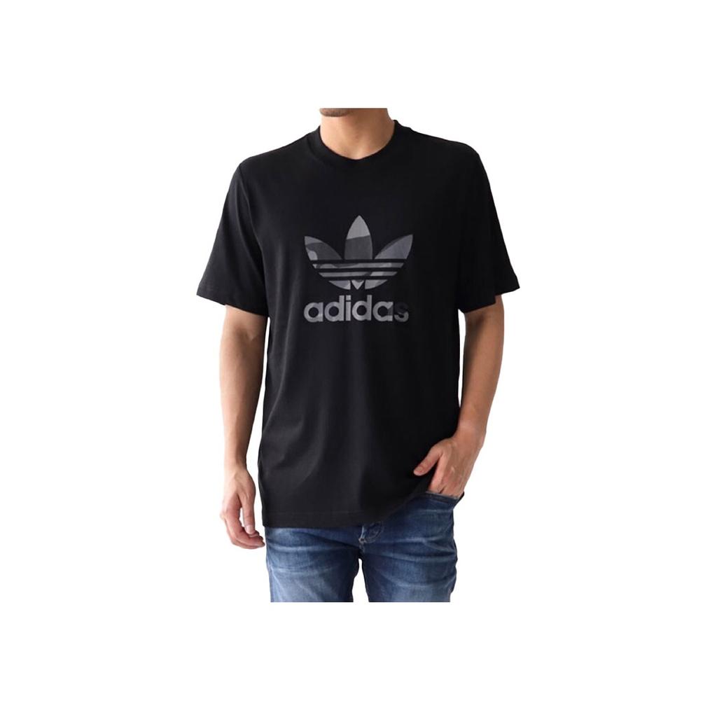 Adidas Clover Logo Print Short Sleeve T-Shirt Men Tops Black ED6959