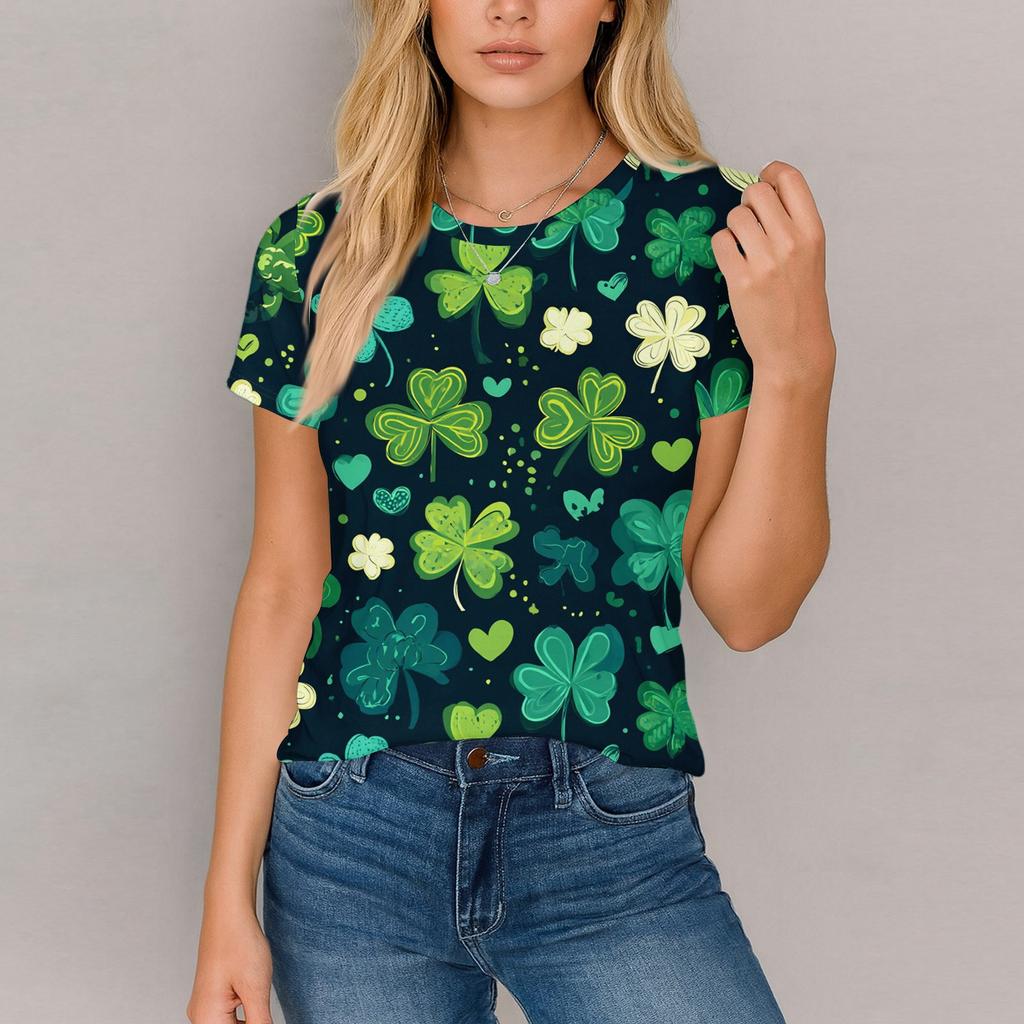 Women's T Shirt Tee Print Short Sleeve Daily Weekend Fashion Basic Regular Top  St. Patrick's Day