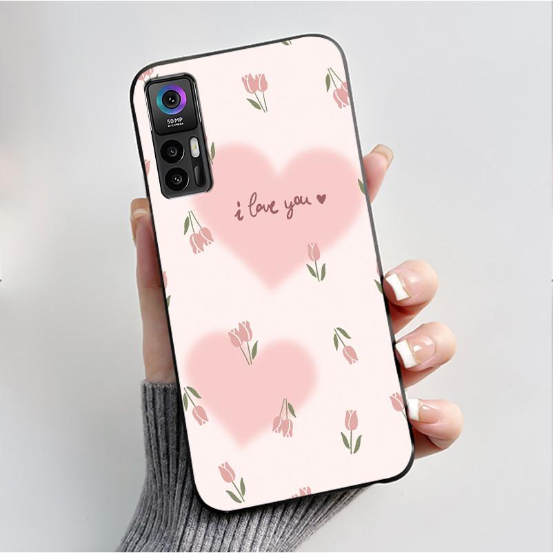 Case For TCL 30 Plus 30 5G T676K T676J T676H T776H Phone Case Fashion Butterfly Flowers Black Silicone Shockproof Cover Casing