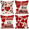 Valentine's Day Love Heart Print Home Decor Pillowcase Bedroom Living Room Sofa Decoration Polyester Cushion Cover with Zipper