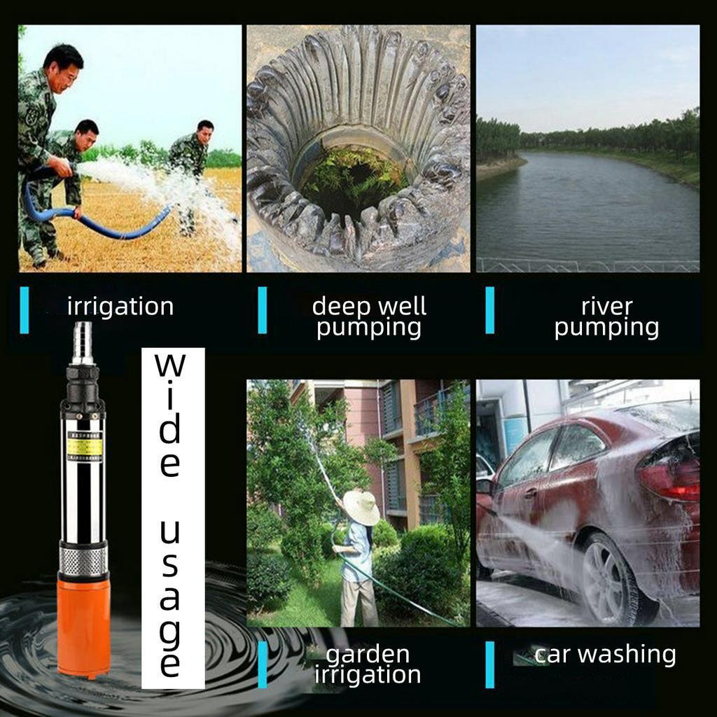 600W Solar Water Pump 45M Max Lift Deep Well Pump Submersible Alternative Energy Agricultural Irrigation Garden