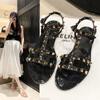 Summer Roman Sandalias Woman Rivets Women Sandals Bow Knot Flat Slippers Girls Student Beach Slides Jelly Shoes 36-41