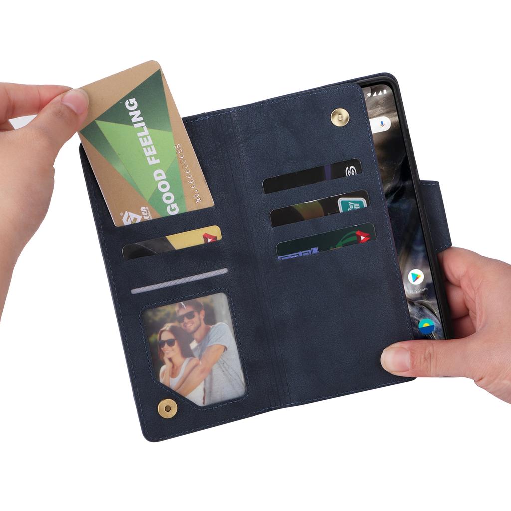 For OnePlus Nord Case PU Leather Foldable Stand Wallet Phone Cover with Rivet Decor