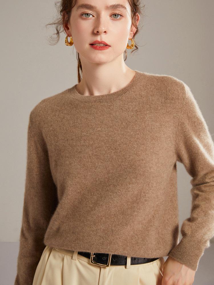 2026 Autumn/Winter Women's Classic Round Neck 100% Pure Cashmere Loose Knit Sweater
