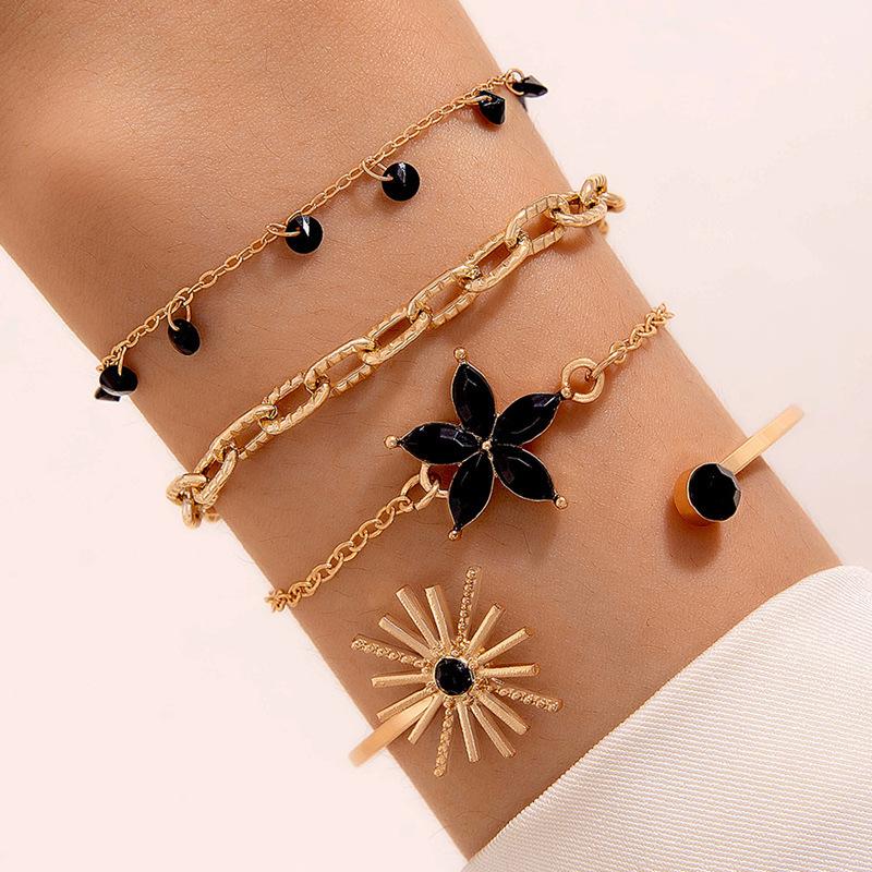 Premium Jewelry, Colored Flower Diamond Four-layer Bracelet, Leaf Sunflower Bracelet Wholesale