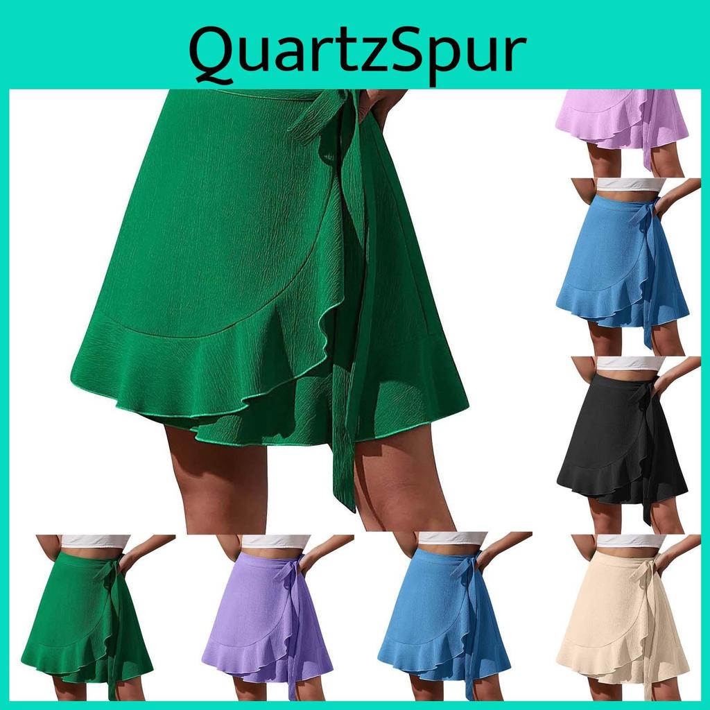 Tie Skirt Chiffon Womens Skirt High Waist Solid Color Ruffle Skirt Solid Color Ruffle Skirt