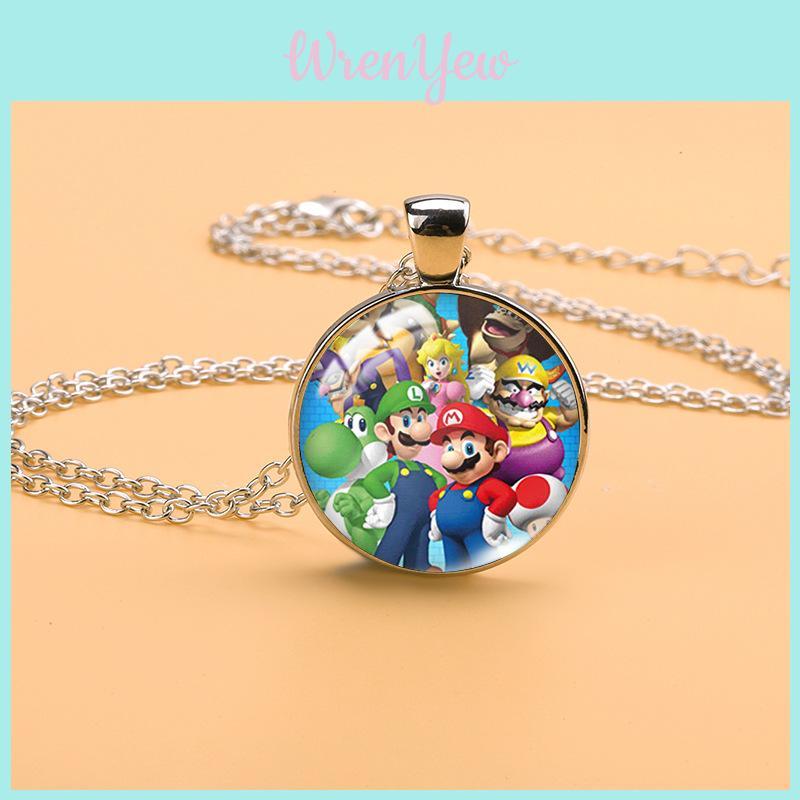 Adorable Cartoon Mario Necklace With Charming Princess Peach Pendant For Stylish Sweater Accessory