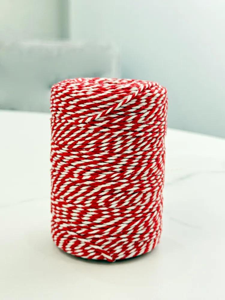 

2mm 100m Christmas DIY Two-tone Cotton Ribbon For Birthday Gift Boxes And Tags One Size червоний