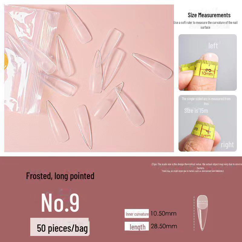 "50-delige Naadloze Transparante Trapeziumvormige Gematteerde Puntige Enkele Maat Nageltips" (0-11) voor Salons"