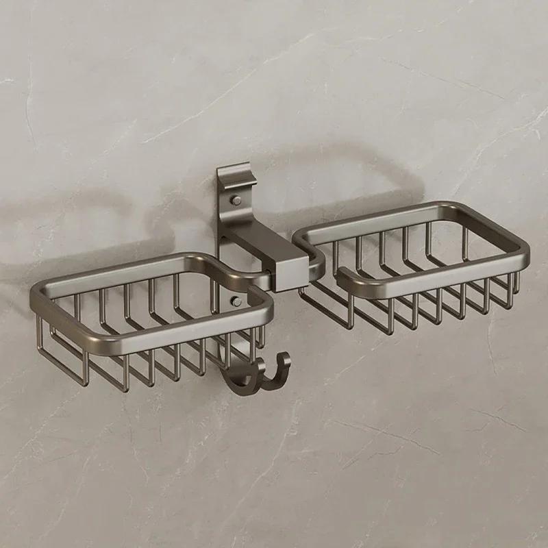 Aluminum Alloy Soap Dish Bathroom Soap Holder With Drain Water Wall Mounted Soap Box Bathroom Accessories